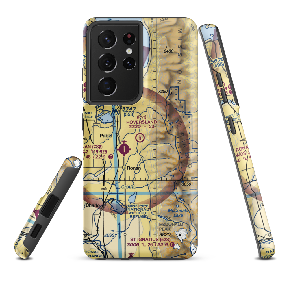 Hoversland Airport (MT19) VFR Sectional Samsung Phone Case Samsung Galaxy S21 Ultra model shown