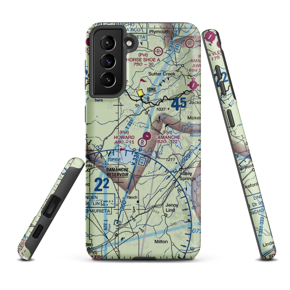 Howard /Private/ Airport (5CA8) VFR Sectional Samsung Phone Case Samsung Galaxy S21 FE model shown