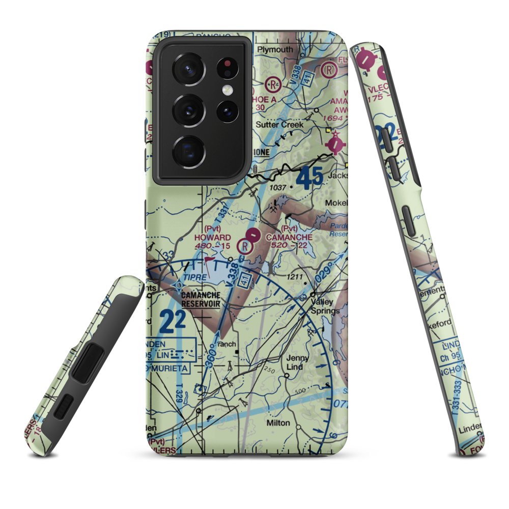 Howard /Private/ Airport (5CA8) VFR Sectional Samsung Phone Case Samsung Galaxy S21 Ultra model shown