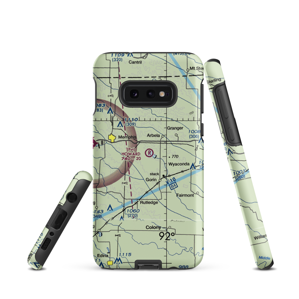 Howard Airport (MO82) VFR Sectional Samsung Phone Case Samsung Galaxy S10 Plus model shown