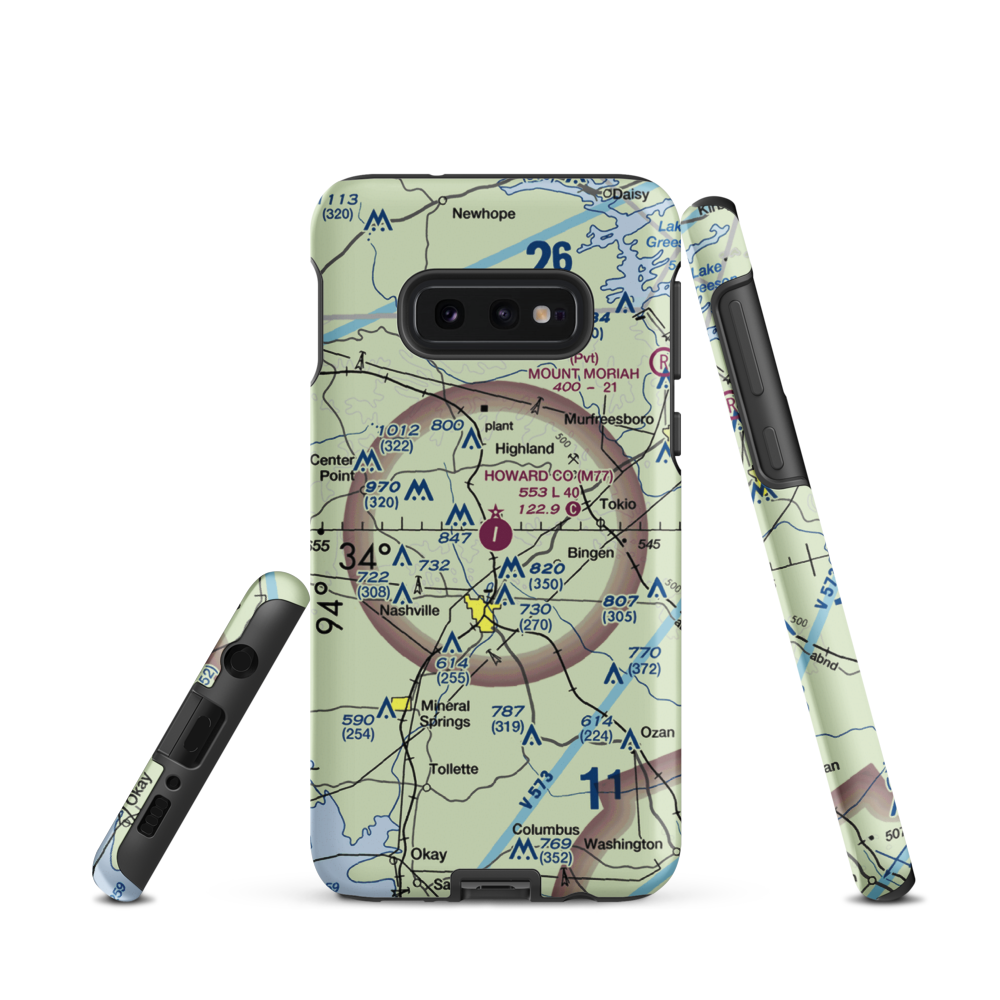 Howard County Airport (M77) VFR Sectional Samsung Phone Case Samsung Galaxy S10 Plus model shown