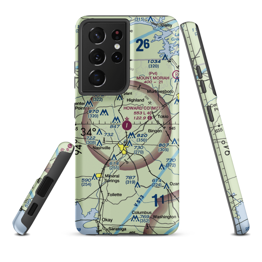 Howard County Airport (M77) VFR Sectional Samsung Phone Case Samsung Galaxy S21 Ultra model shown