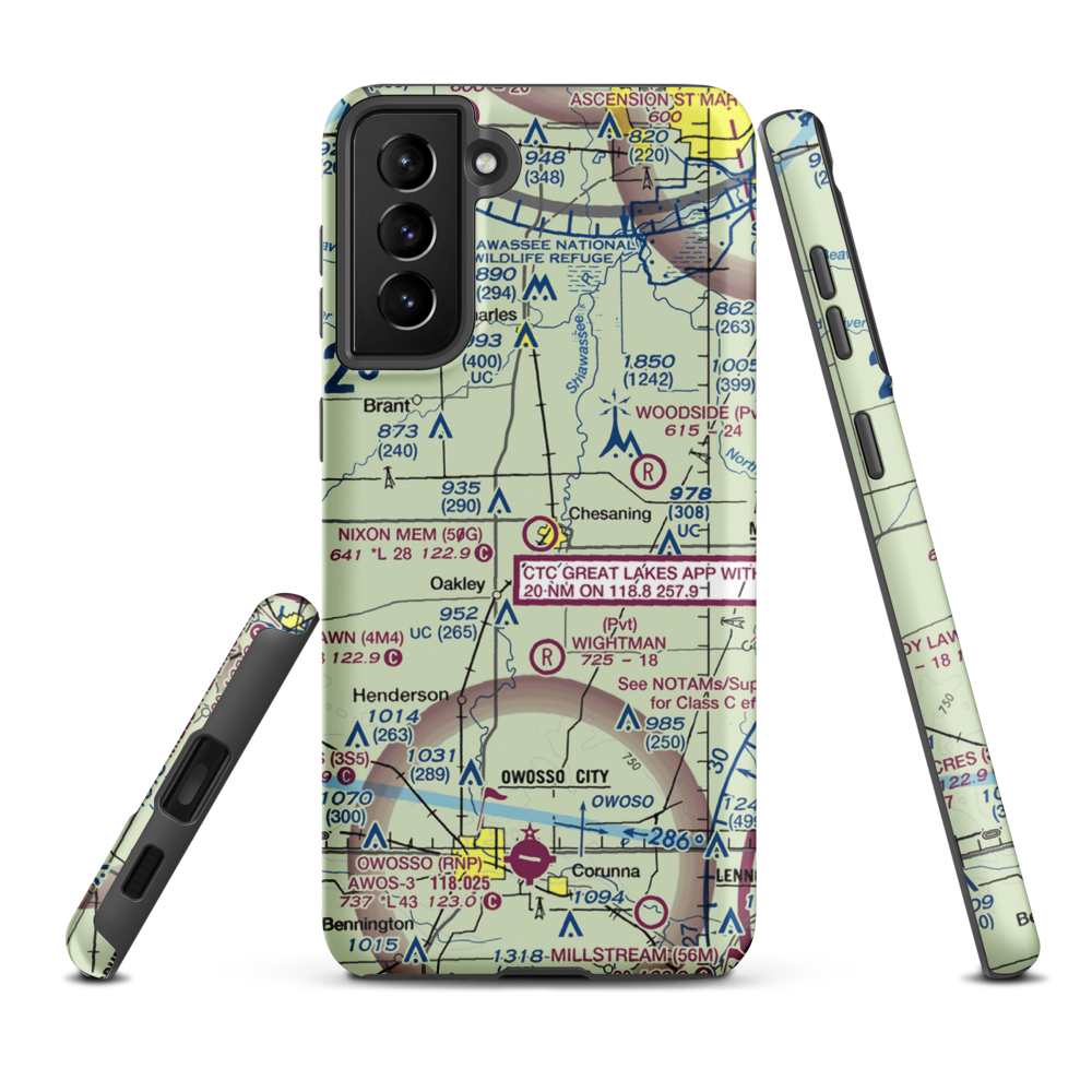 Howard Nixon Memorial Airport (50G) VFR Sectional Samsung Phone Case Samsung Galaxy S21 FE model shown