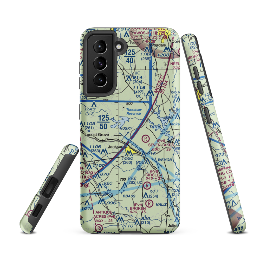 Howard Private Airport (GA02) VFR Sectional Samsung Phone Case Samsung Galaxy S21 FE model shown