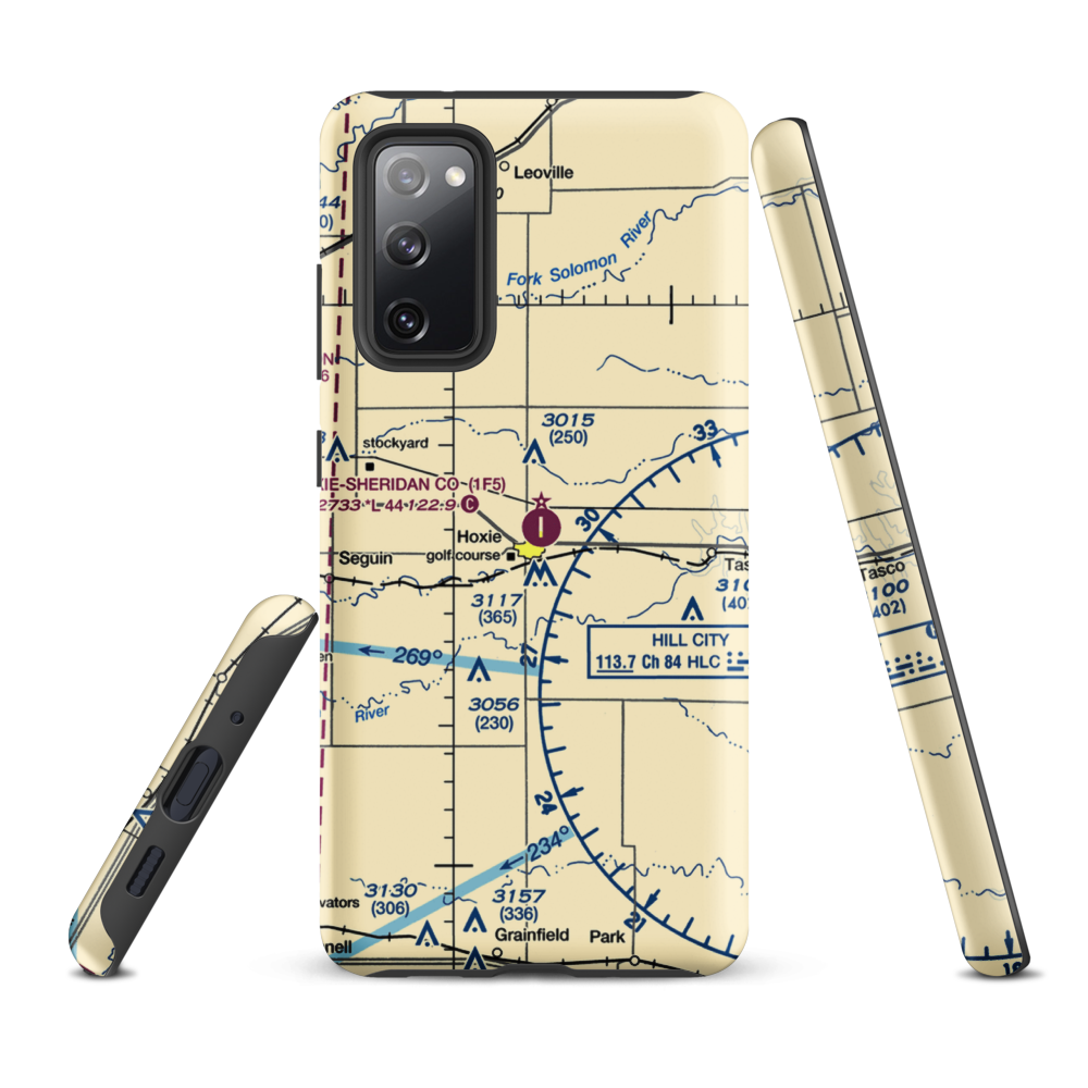 Hoxie-Sheridan County Airport (1F5) VFR Sectional Samsung Phone Case Samsung Galaxy S20 FE model shown