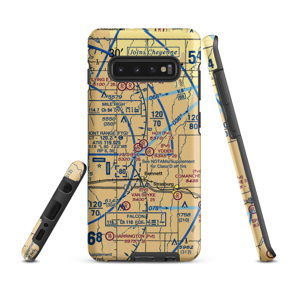 Hoy Airstrip (76CO) VFR Sectional Samsung Phone Case Samsung Galaxy S10 Plus model shown