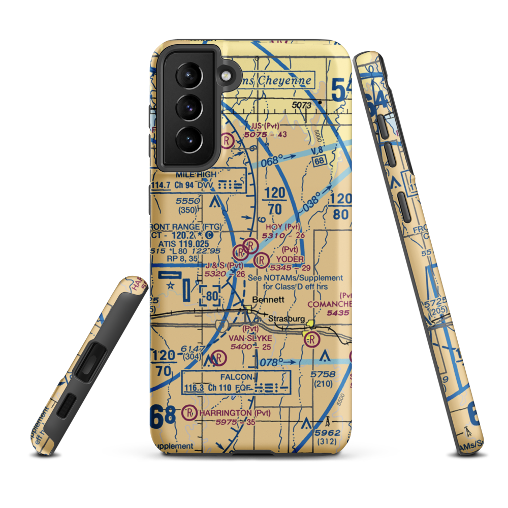 Hoy Airstrip (76CO) VFR Sectional Samsung Phone Case Samsung Galaxy S21 FE model shown