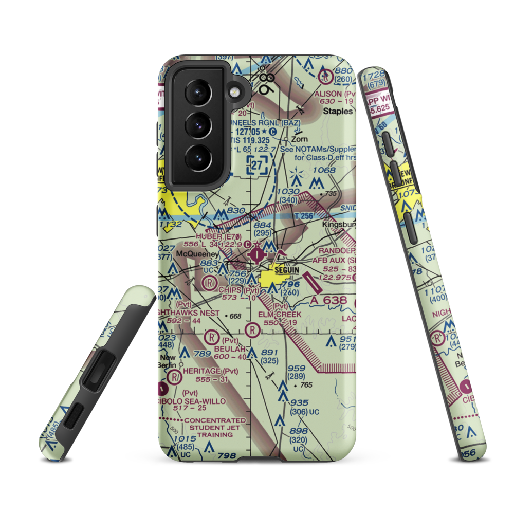 Huber Airpark Civic Club Llc Airport (E70) VFR Sectional Samsung Phone Case Samsung Galaxy S21 FE model shown