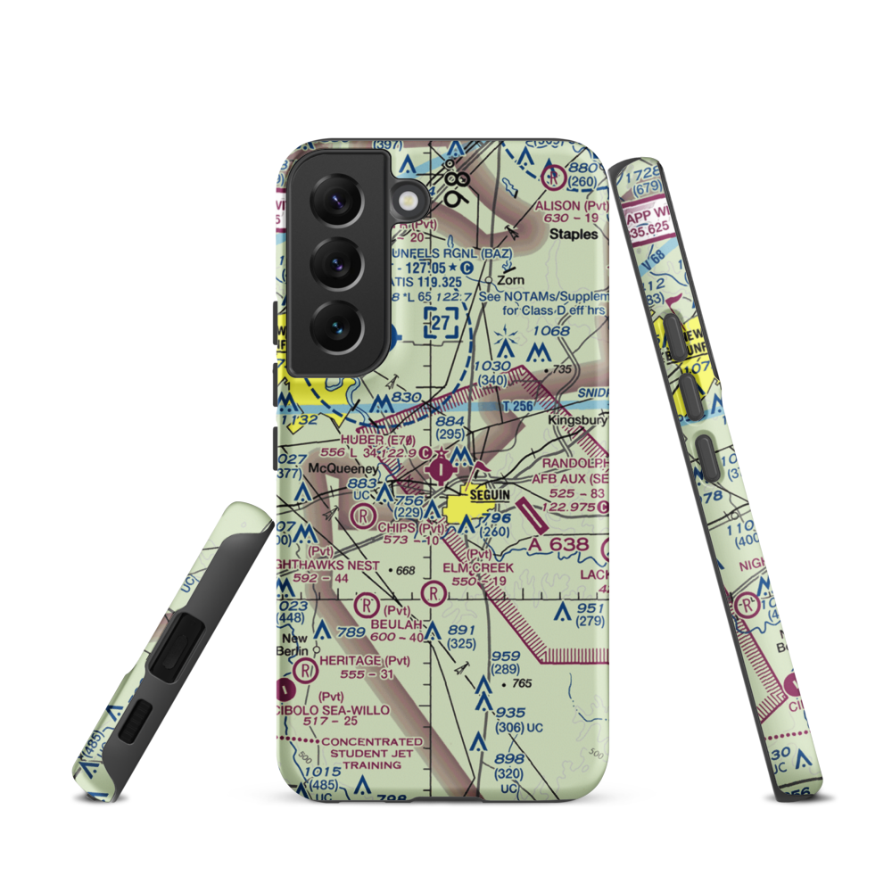 Huber Airpark Civic Club Llc Airport (E70) VFR Sectional Samsung Phone Case Samsung Galaxy S22 model shown