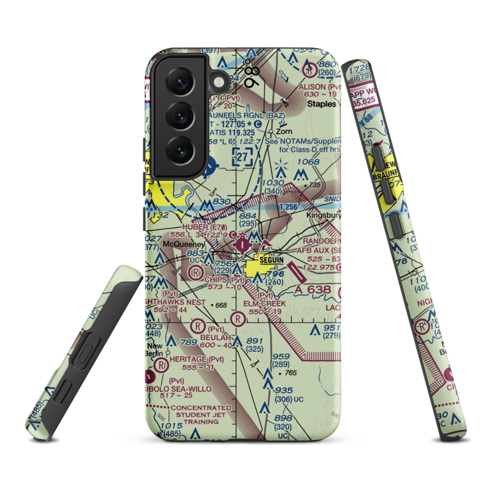 Huber Airpark Civic Club Llc Airport (E70) VFR Sectional Samsung Phone Case Samsung Galaxy S22 Plus model shown