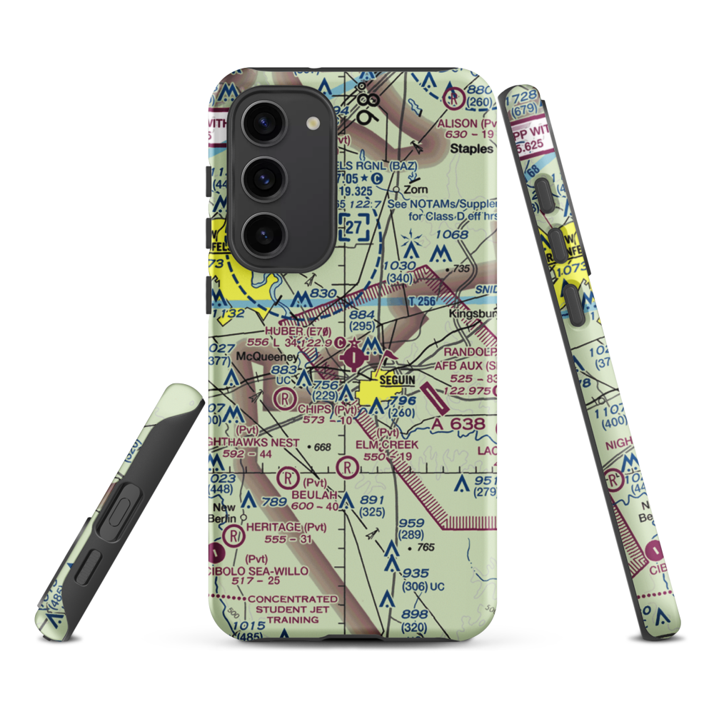 Huber Airpark Civic Club Llc Airport (E70) VFR Sectional Samsung Phone Case Samsung Galaxy S23 Plus model shown