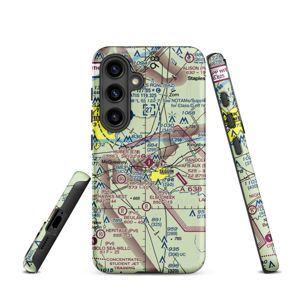 Huber Airpark Civic Club Llc Airport (E70) VFR Sectional Samsung Phone Case Samsung Galaxy S24 model shown