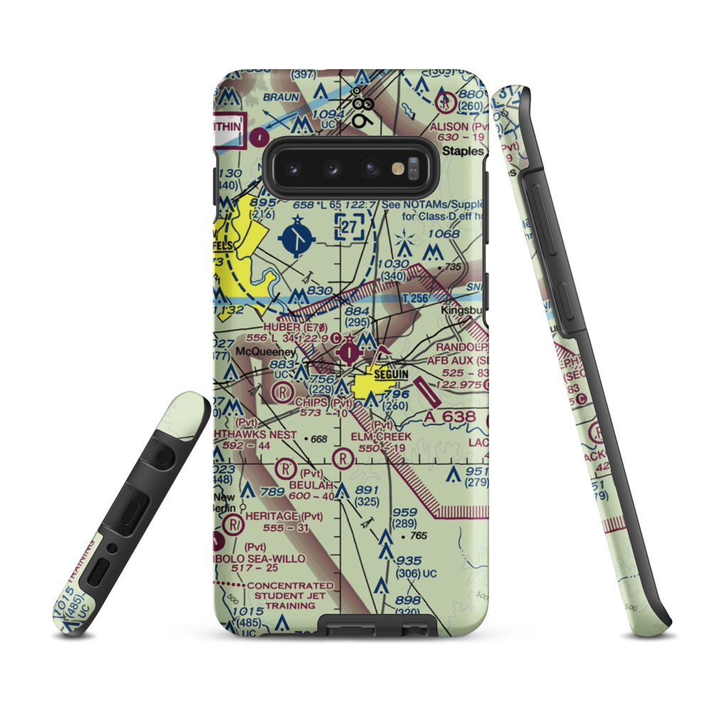 Huber Airpark Civic Club Llc Airport (E70) VFR Sectional Samsung Phone Case Samsung Galaxy S10 Plus model shown