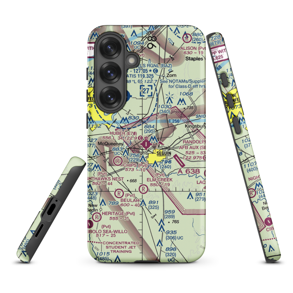 Huber Airpark Civic Club Llc Airport (E70) VFR Sectional Samsung Phone Case Samsung Galaxy S25 Plus model shown