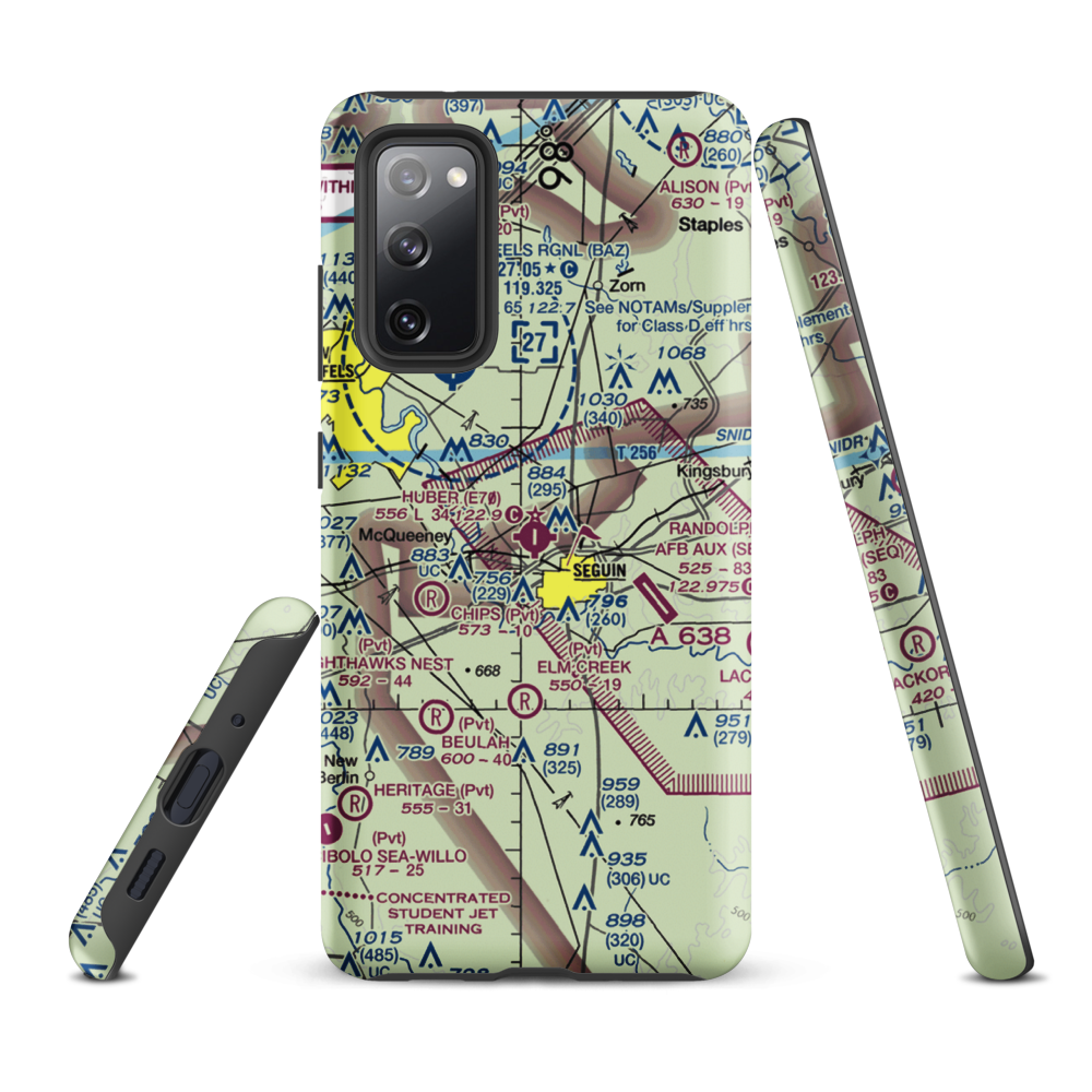 Huber Airpark Civic Club Llc Airport (E70) VFR Sectional Samsung Phone Case Samsung Galaxy S20 FE model shown