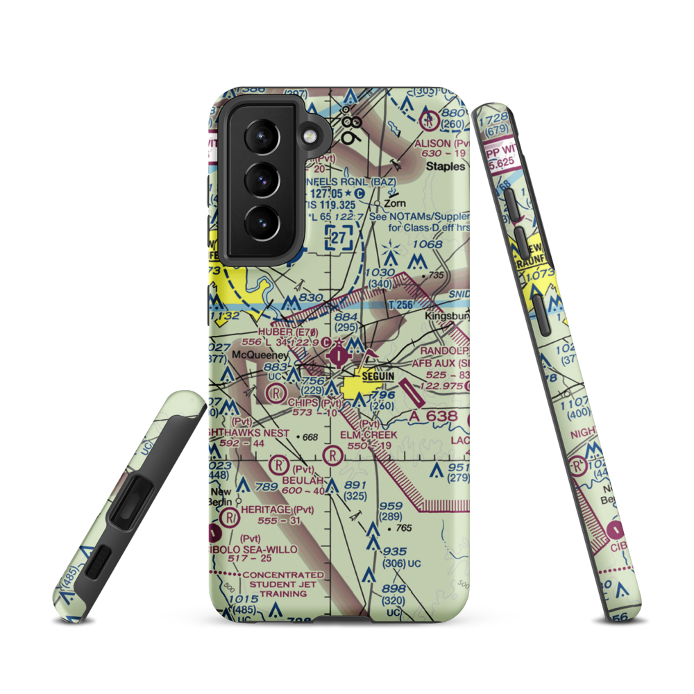 Huber Airpark Civic Club Llc Airport (E70) VFR Sectional Samsung Phone Case Samsung Galaxy S21 model shown