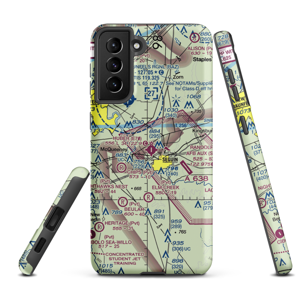 Huber Airpark Civic Club Llc Airport (E70) VFR Sectional Samsung Phone Case Samsung Galaxy S21 Plus model shown