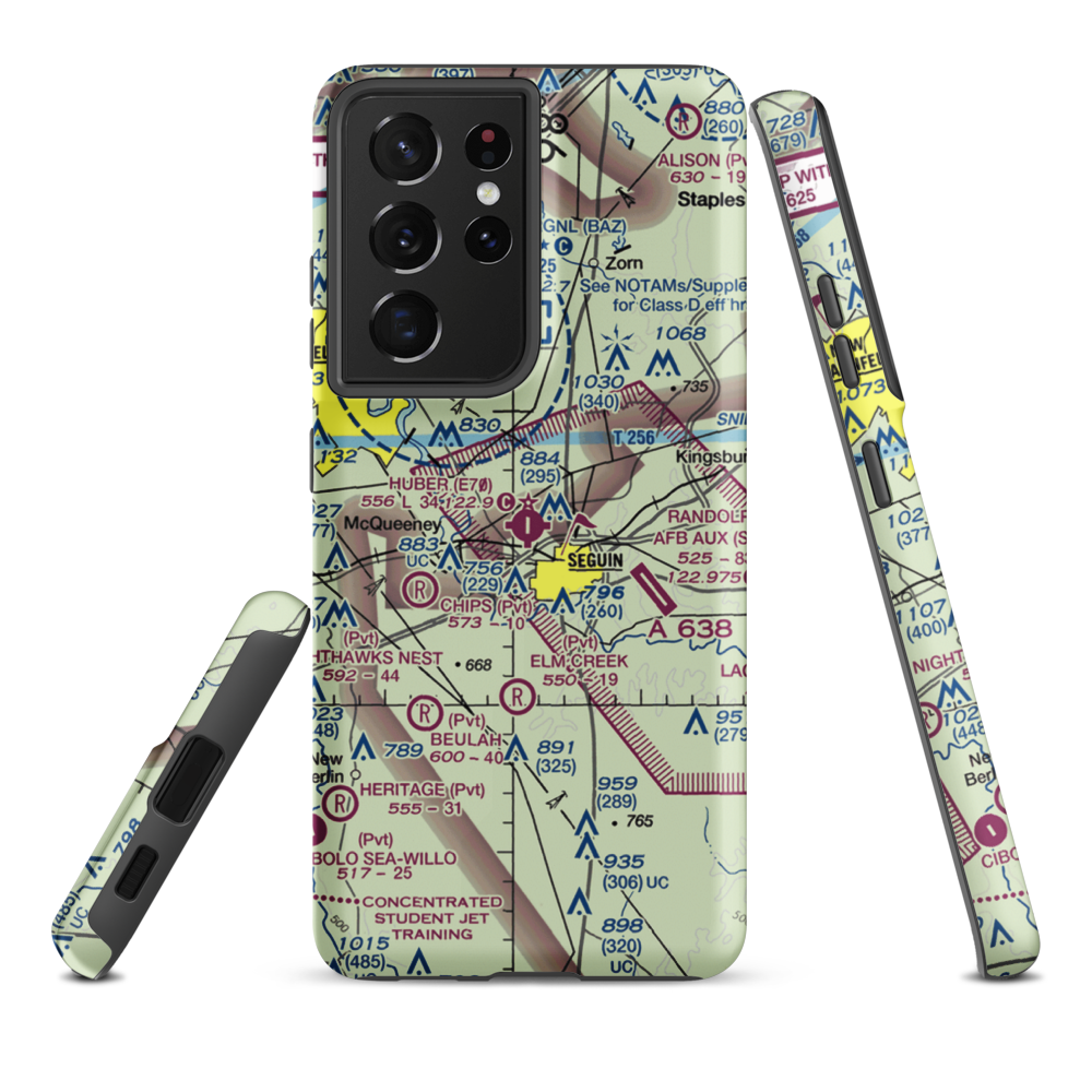 Huber Airpark Civic Club Llc Airport (E70) VFR Sectional Samsung Phone Case Samsung Galaxy S21 Plus model shown