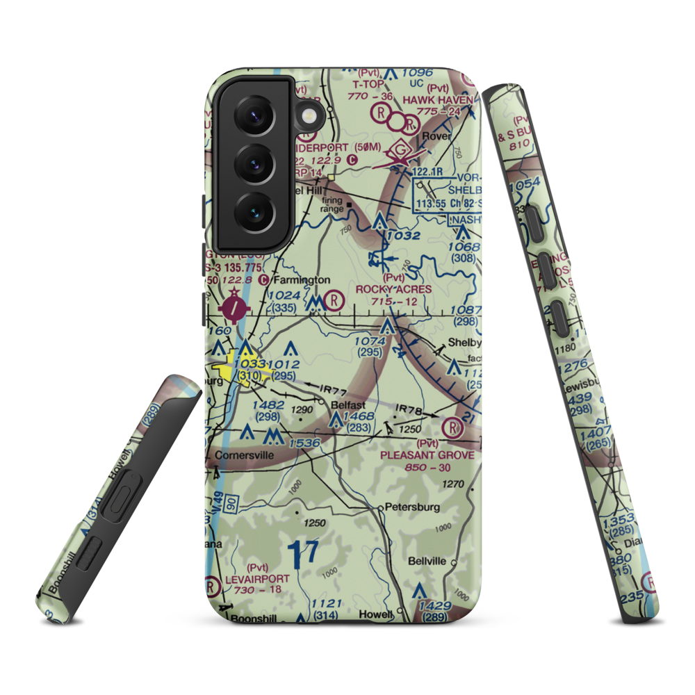 Hudgin Air Airport (TN12) VFR Sectional Samsung Phone Case Samsung Galaxy S22 Plus model shown