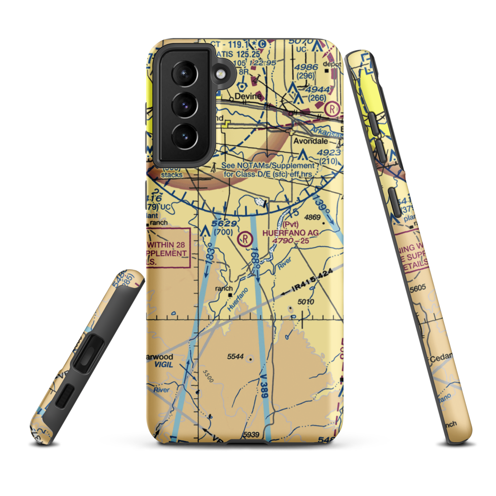 Huerfano Agricultural Airport (46CO) VFR Sectional Samsung Phone Case Samsung Galaxy S21 Plus model shown