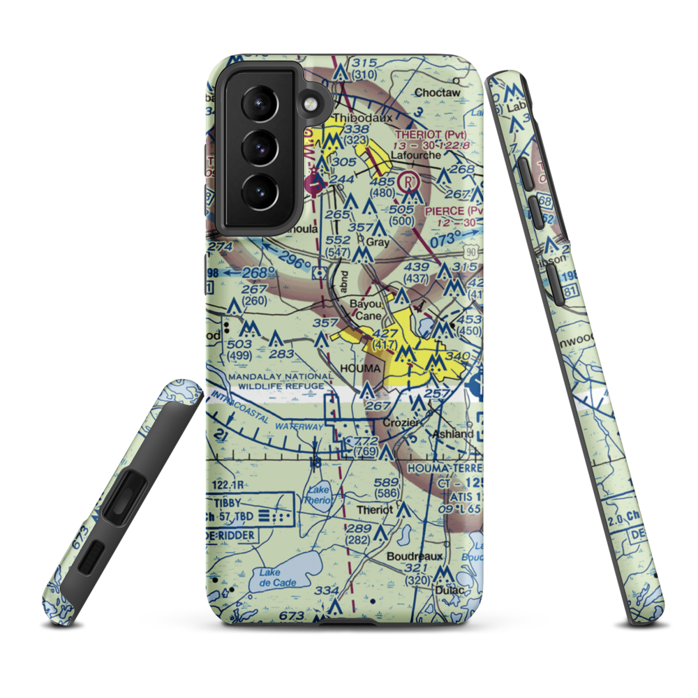 Huffaker Field (LA73) VFR Sectional Samsung Phone Case Samsung Galaxy S21 Plus model shown