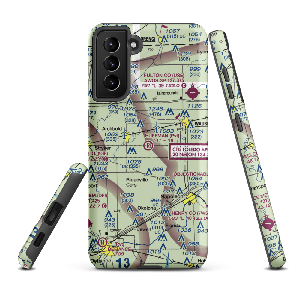 Huffman Farm Airport (4OH8) VFR Sectional Samsung Phone Case Samsung Galaxy S21 Plus model shown