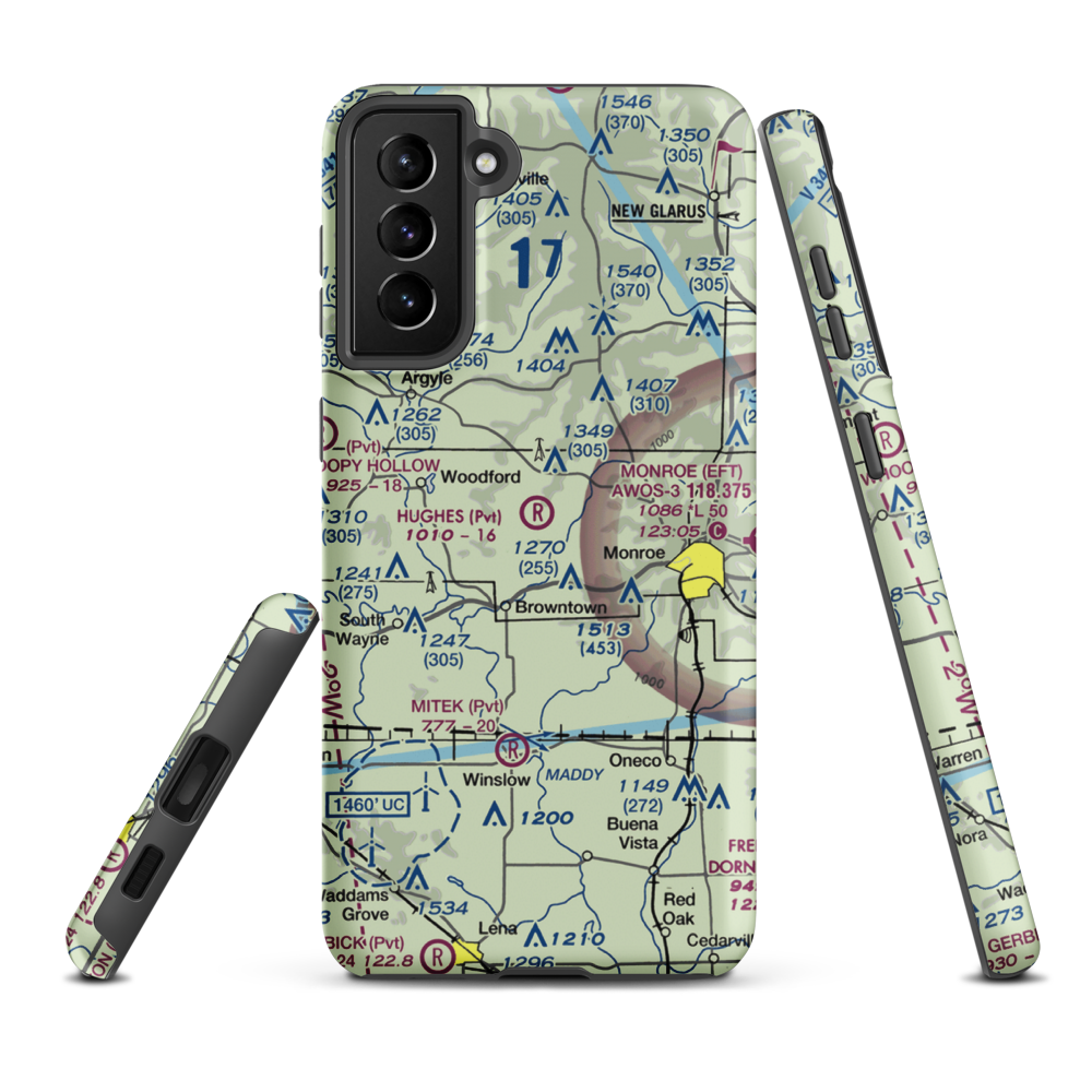 Hughes Airport (WS96) VFR Sectional Samsung Phone Case Samsung Galaxy S21 Plus model shown