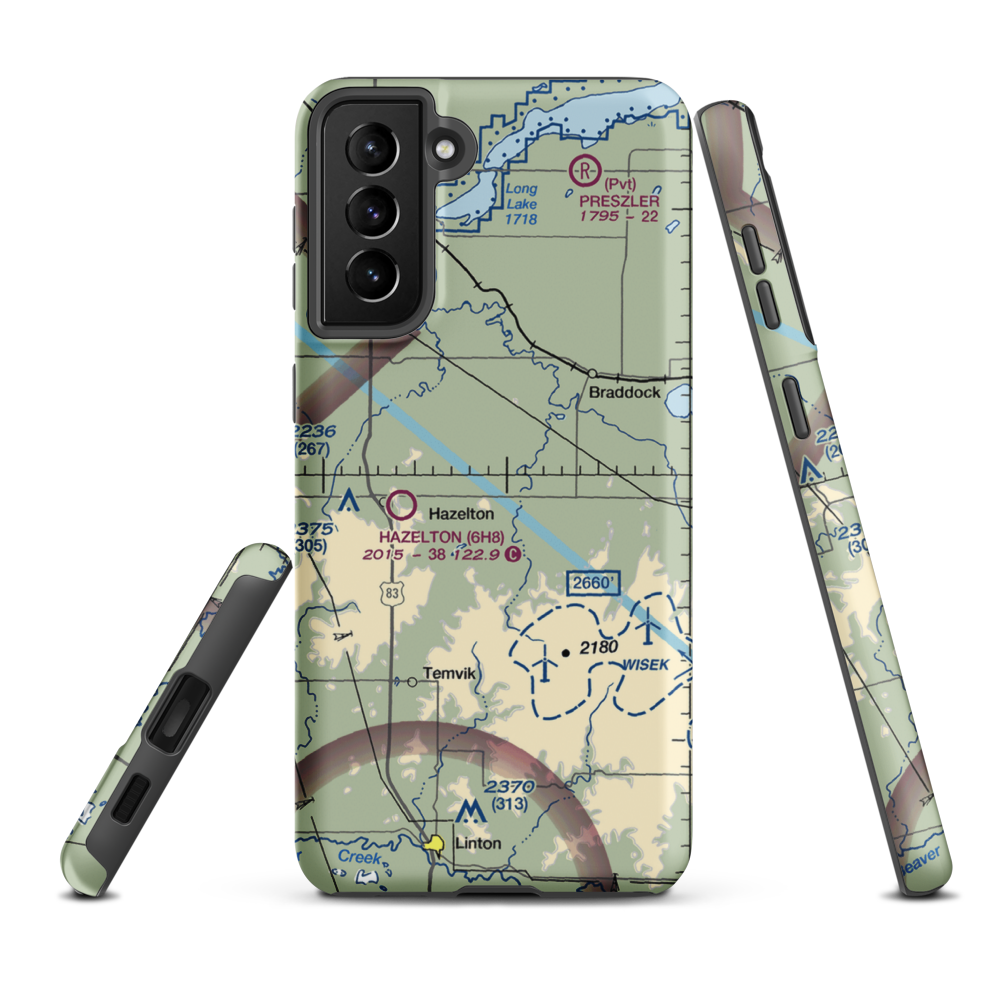 Humann Private Airstrip (ND85) VFR Sectional Samsung Phone Case Samsung Galaxy S21 FE model shown