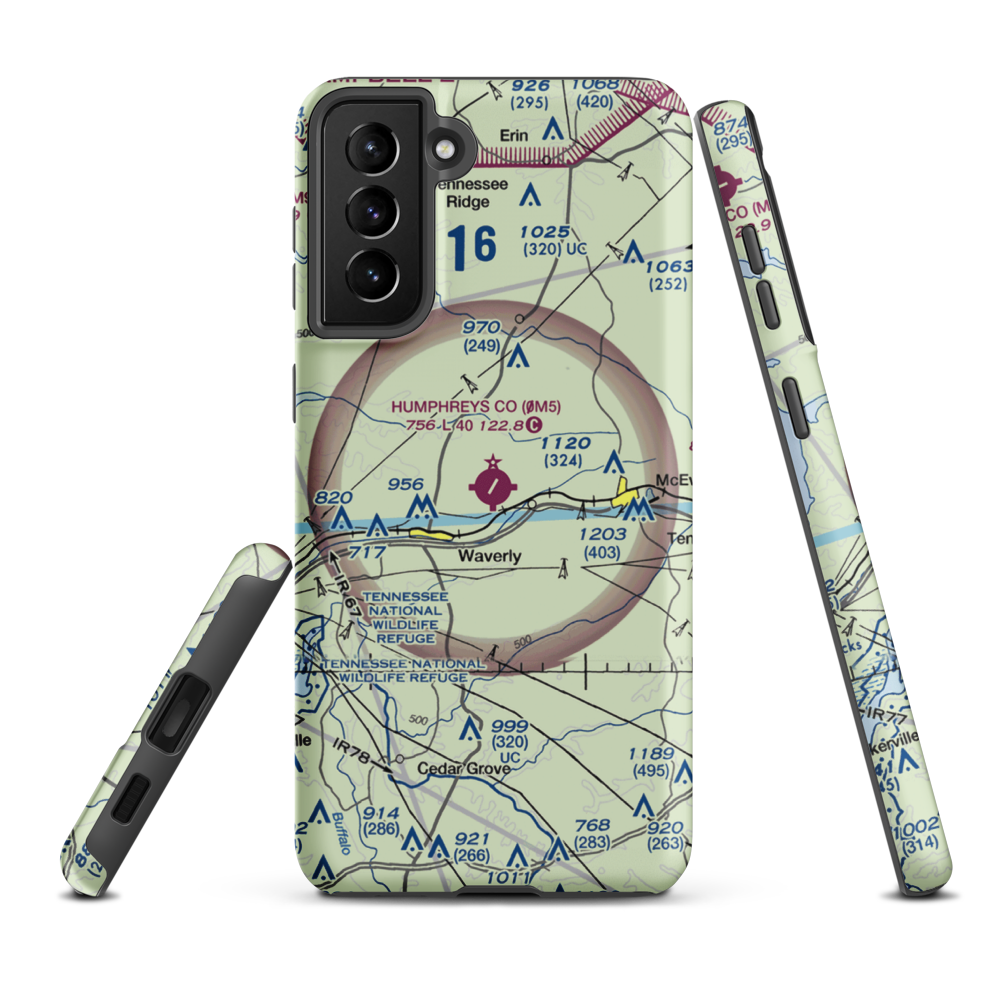 Humphreys County Airport (0M5) VFR Sectional Samsung Phone Case Samsung Galaxy S21 FE model shown