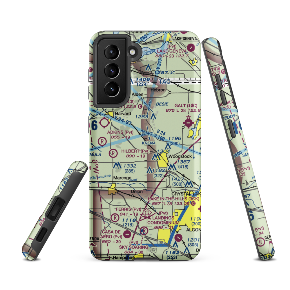 Hunter Airport (8LL1) VFR Sectional Samsung Phone Case Samsung Galaxy S21 FE model shown