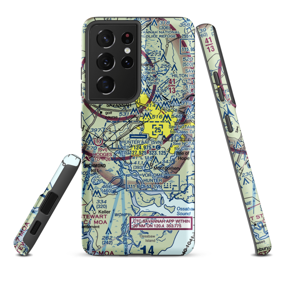 Hunter Army Air Field (SVN) VFR Sectional Samsung Phone Case Samsung Galaxy S21 Ultra model shown
