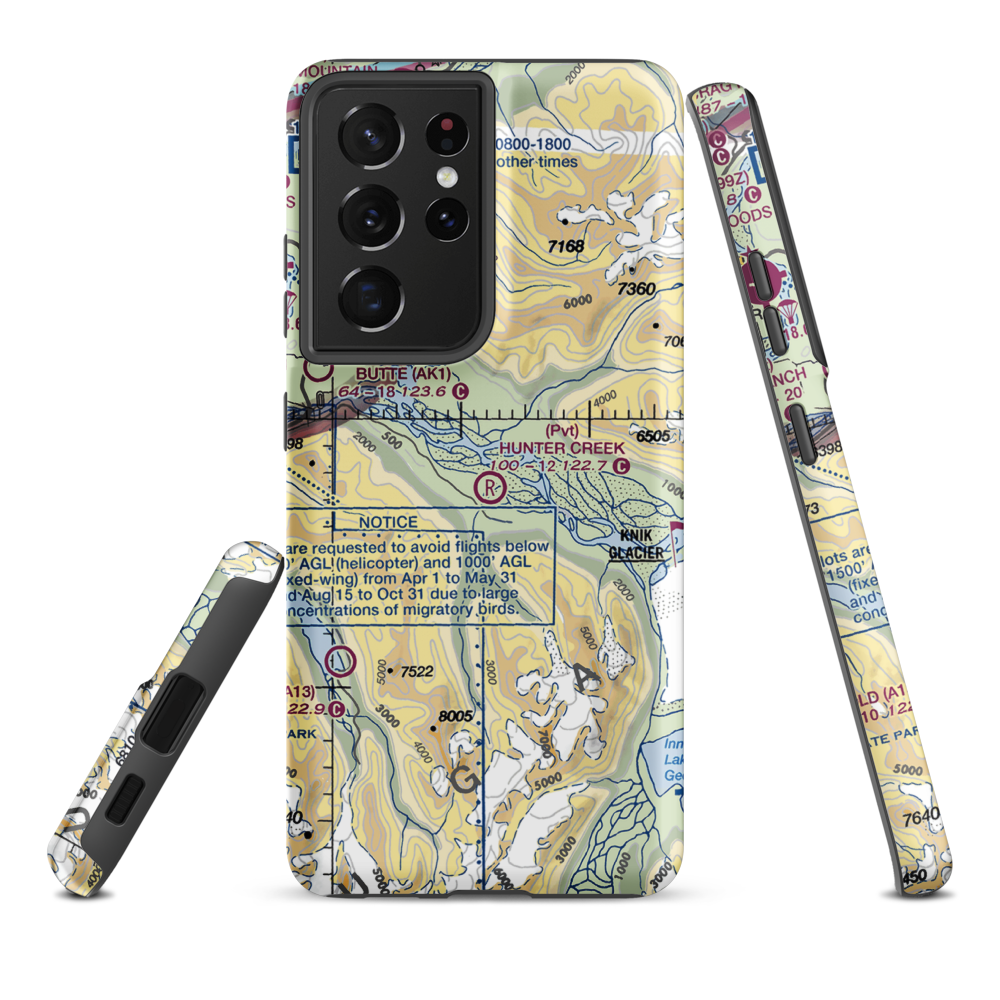 Hunter Creek Airport (AK66) VFR Sectional Samsung Phone Case Samsung Galaxy S21 Ultra model shown