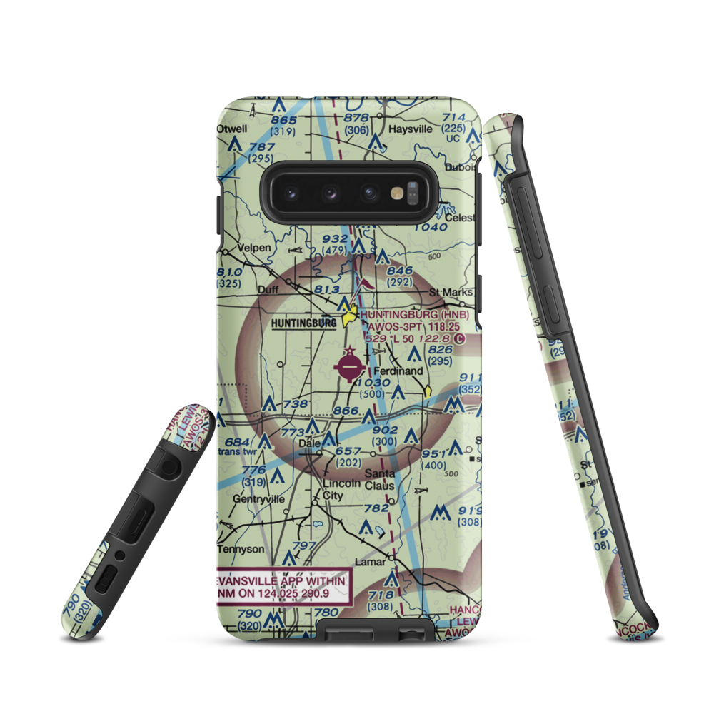 Huntingburg Airport (HNB) VFR Sectional Samsung Phone Case Samsung Galaxy S10 model shown