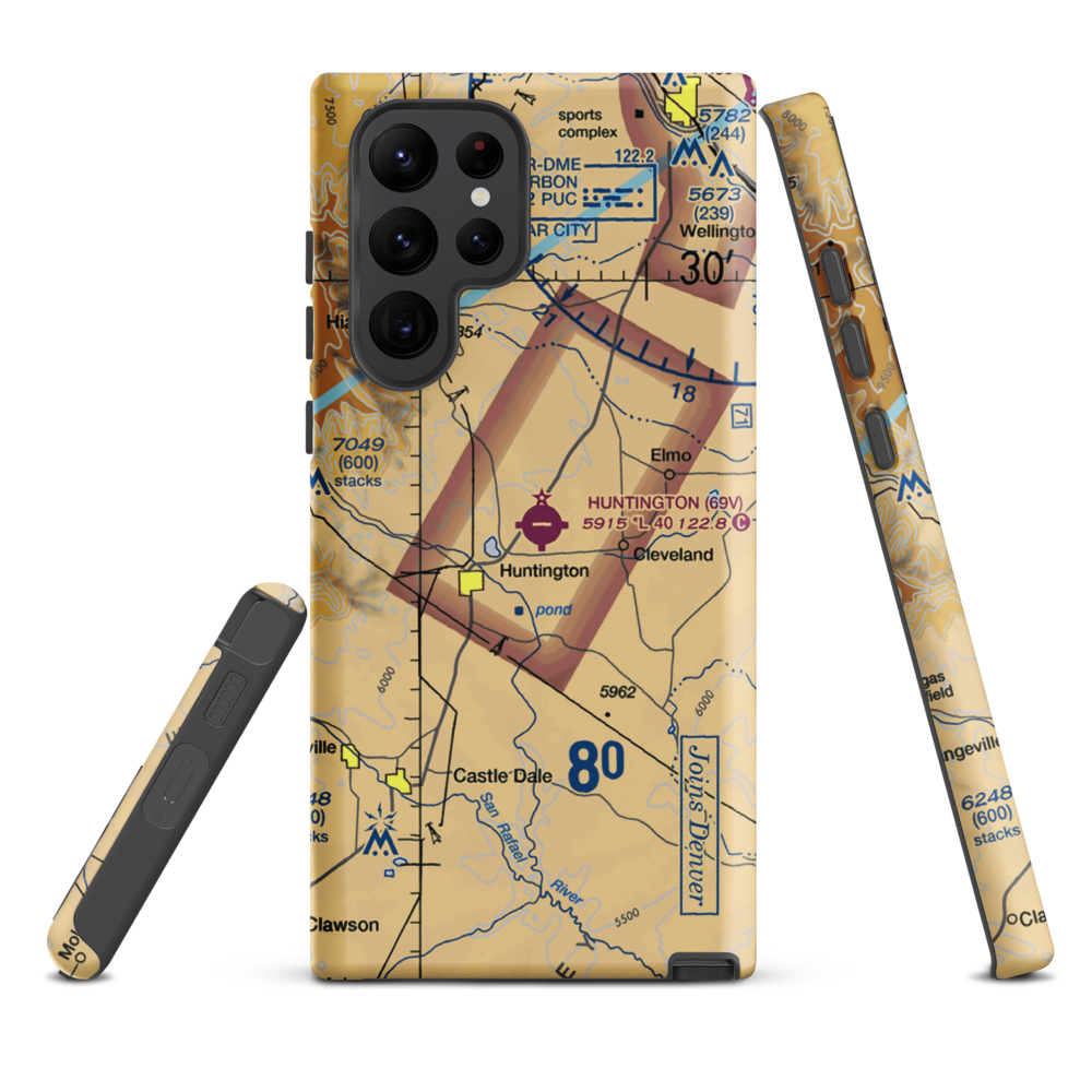Huntington Municipal Airport (69V) VFR Sectional Samsung Phone Case Samsung Galaxy S22 Ultra model shown