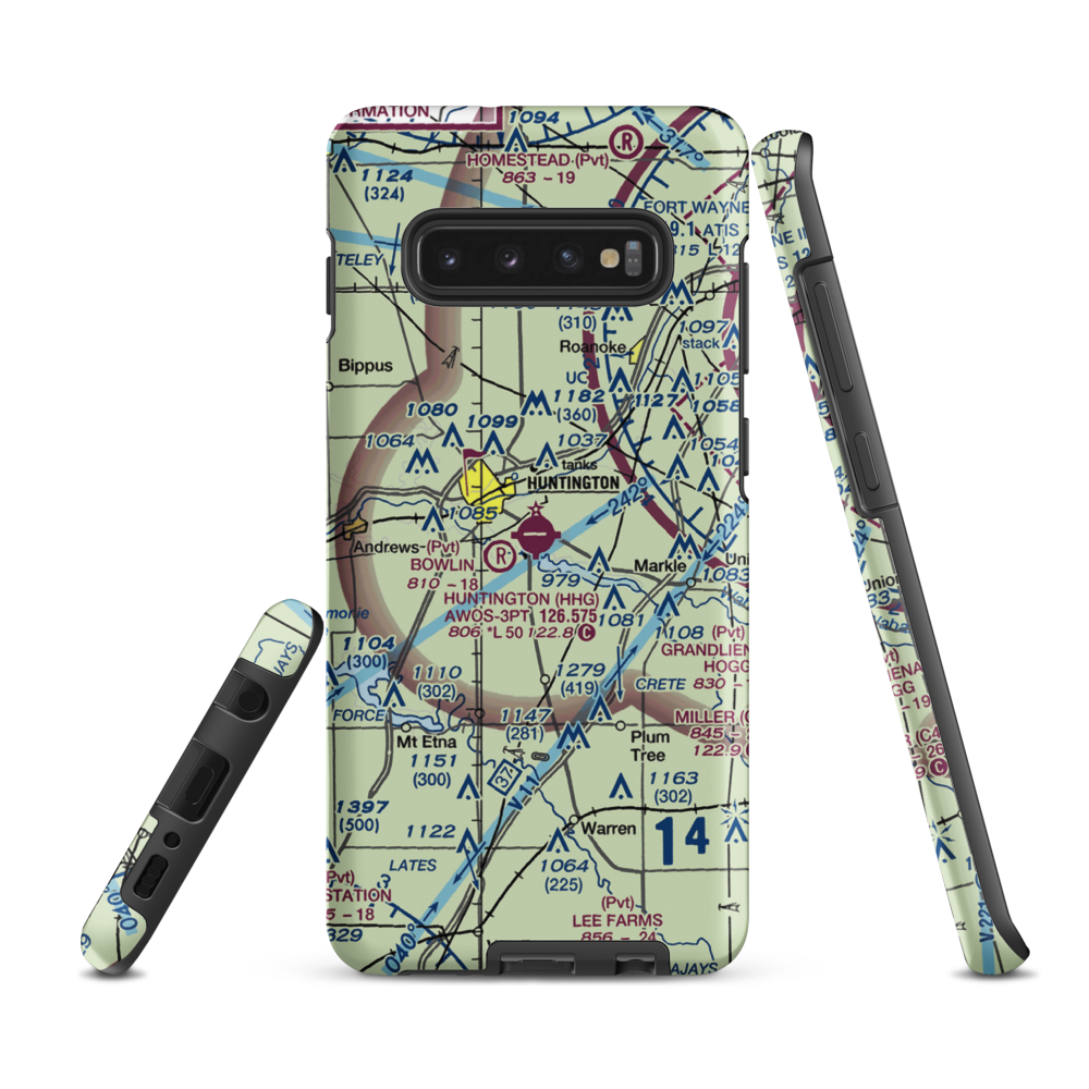 Huntington Municipal Airport (HHG) VFR Sectional Samsung Phone Case Samsung Galaxy S10 Plus model shown