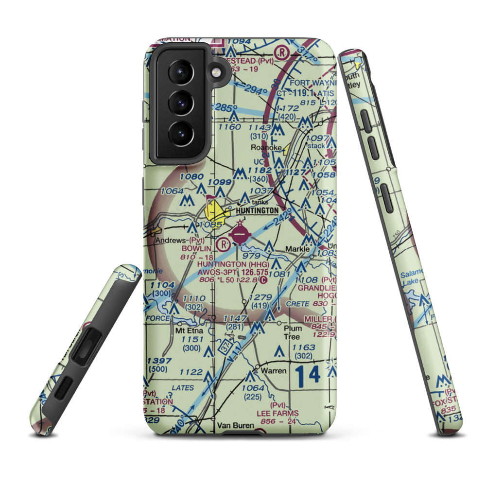 Huntington Municipal Airport (HHG) VFR Sectional Samsung Phone Case Samsung Galaxy S21 Plus model shown