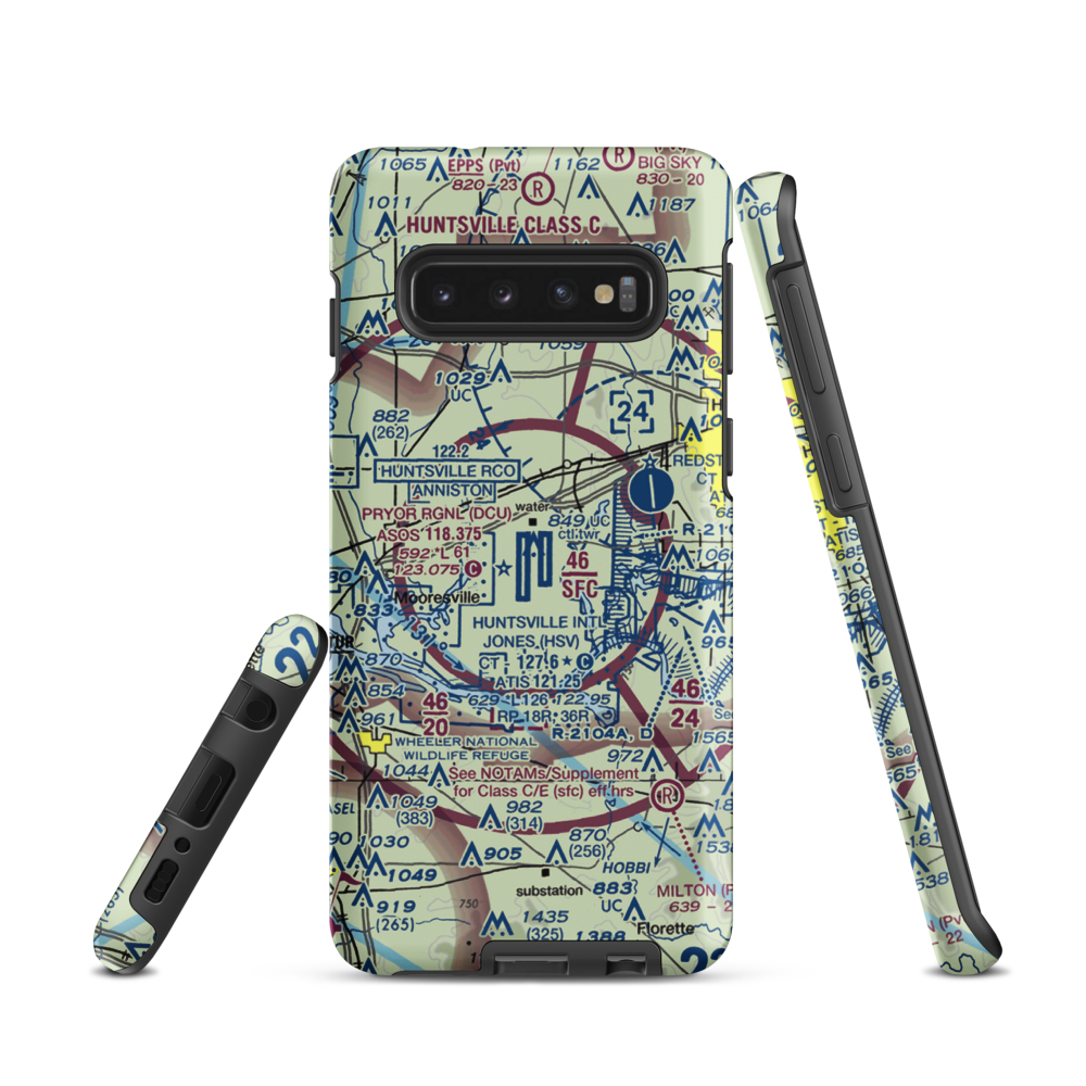 Huntsville International Carl T Jones Field (HSV) VFR Sectional Samsung Phone Case Samsung Galaxy S10 model shown