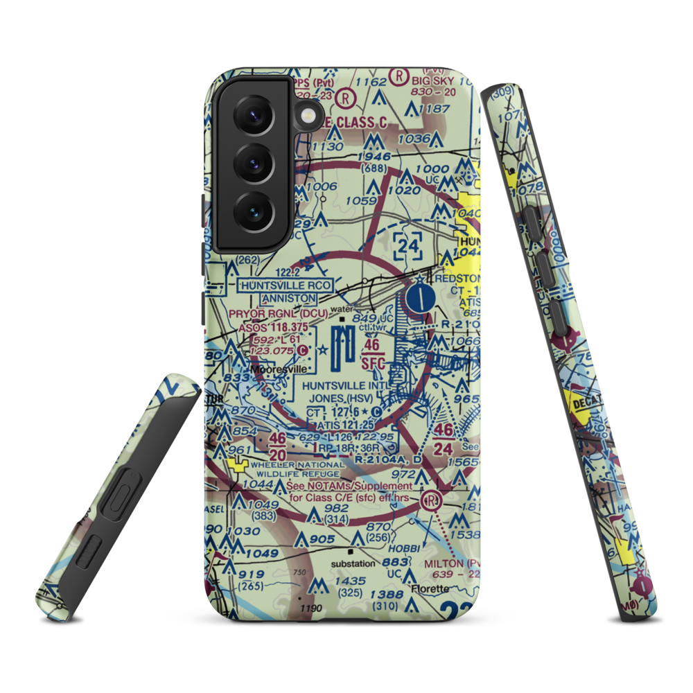 Huntsville International Carl T Jones Field (HSV) VFR Sectional Samsung Phone Case Samsung Galaxy S22 Plus model shown