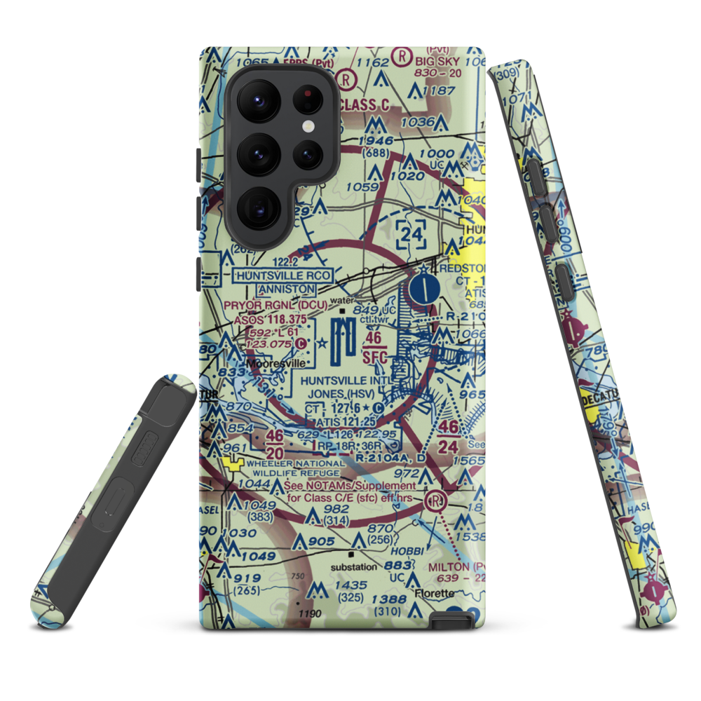 Huntsville International Carl T Jones Field (HSV) VFR Sectional Samsung Phone Case Samsung Galaxy S22 Ultra model shown
