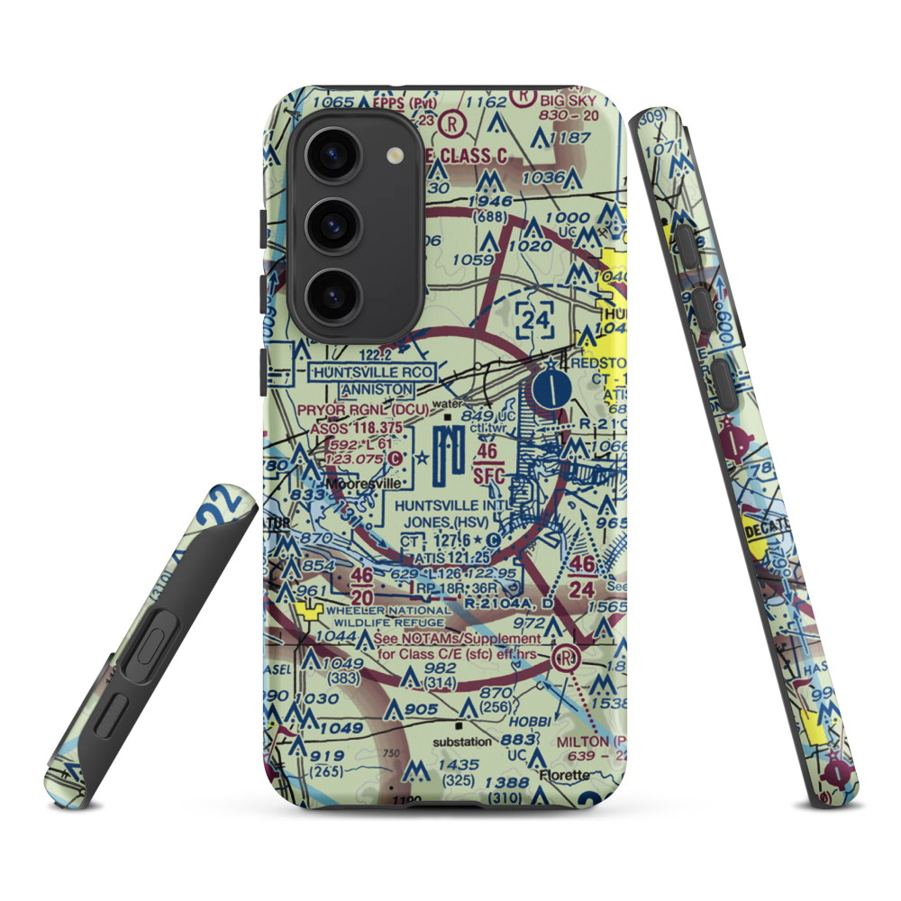 Huntsville International Carl T Jones Field (HSV) VFR Sectional Samsung Phone Case Samsung Galaxy S23 Plus model shown
