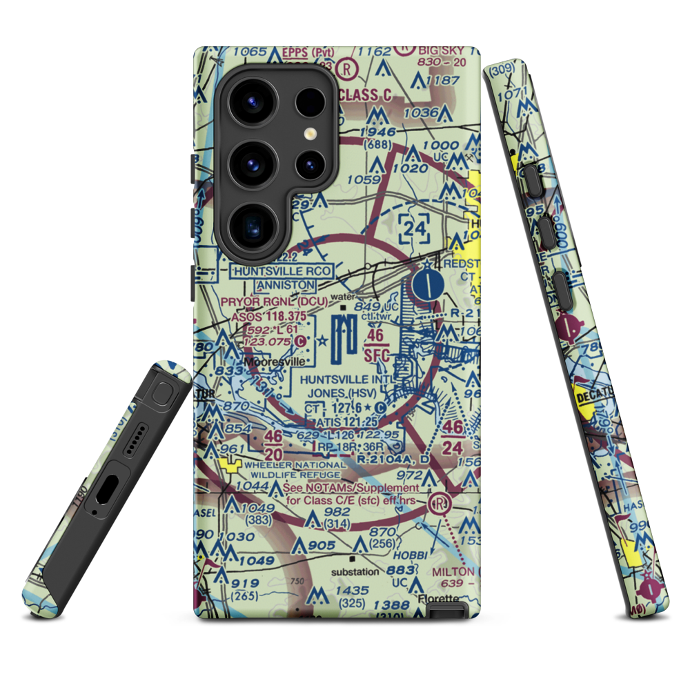 Huntsville International Carl T Jones Field (HSV) VFR Sectional Samsung Phone Case Samsung Galaxy S24 Ultra model shown