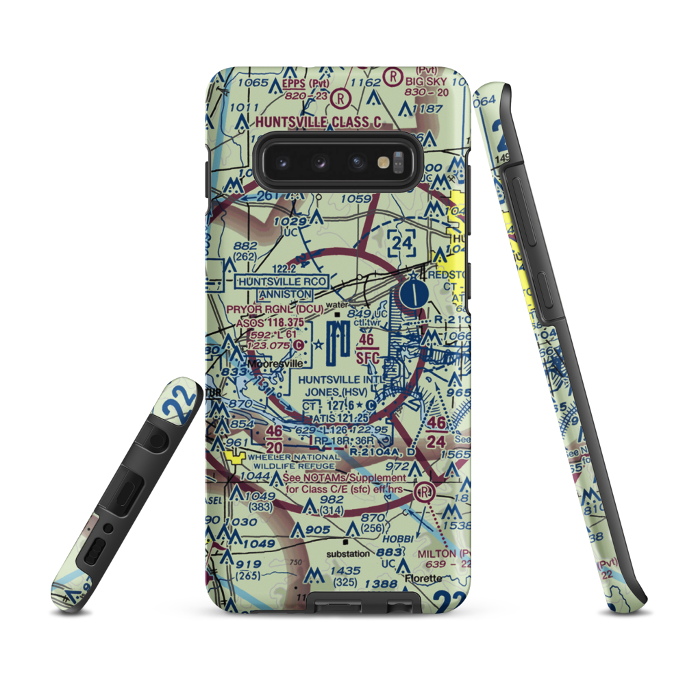 Huntsville International Carl T Jones Field (HSV) VFR Sectional Samsung Phone Case Samsung Galaxy S10 Plus model shown