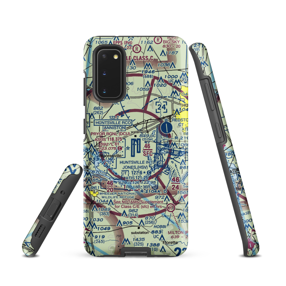 Huntsville International Carl T Jones Field (HSV) VFR Sectional Samsung Phone Case Samsung Galaxy S20 model shown