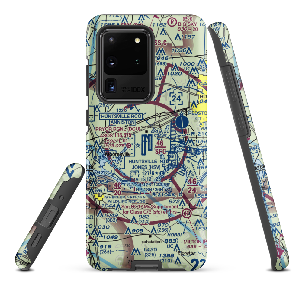 Huntsville International Carl T Jones Field (HSV) VFR Sectional Samsung Phone Case Samsung Galaxy S20 Ultra model shown