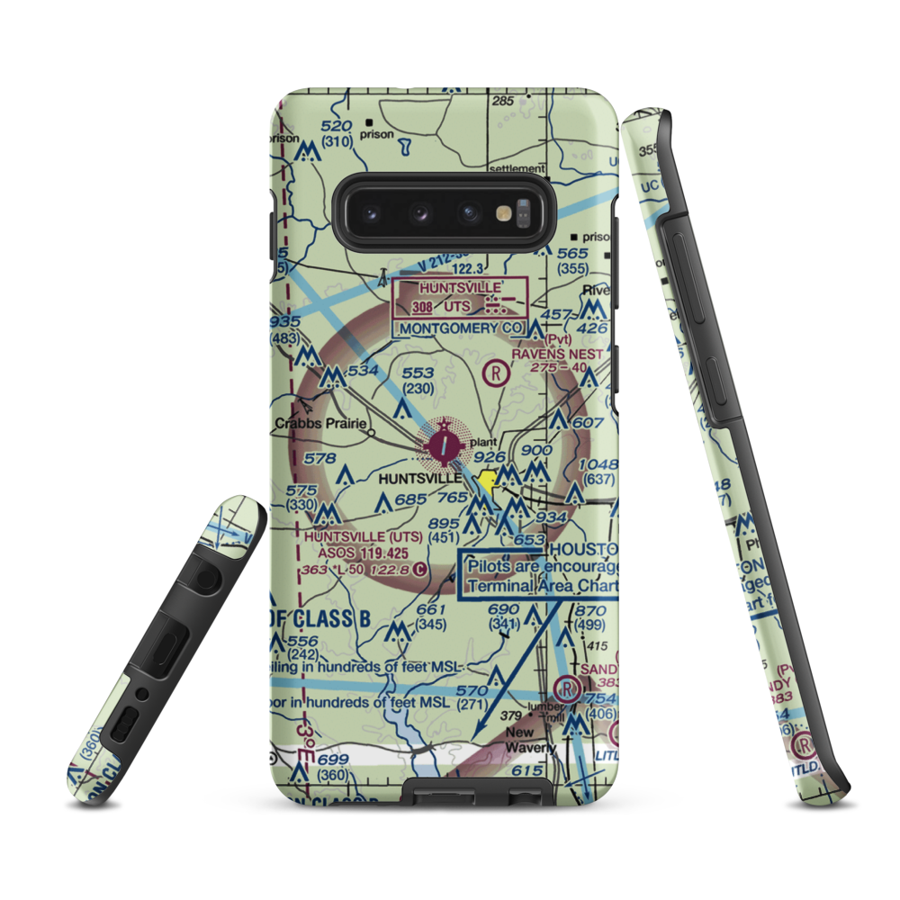 Huntsville Regional Airport (UTS) VFR Sectional Samsung Phone Case Samsung Galaxy S10 Plus model shown