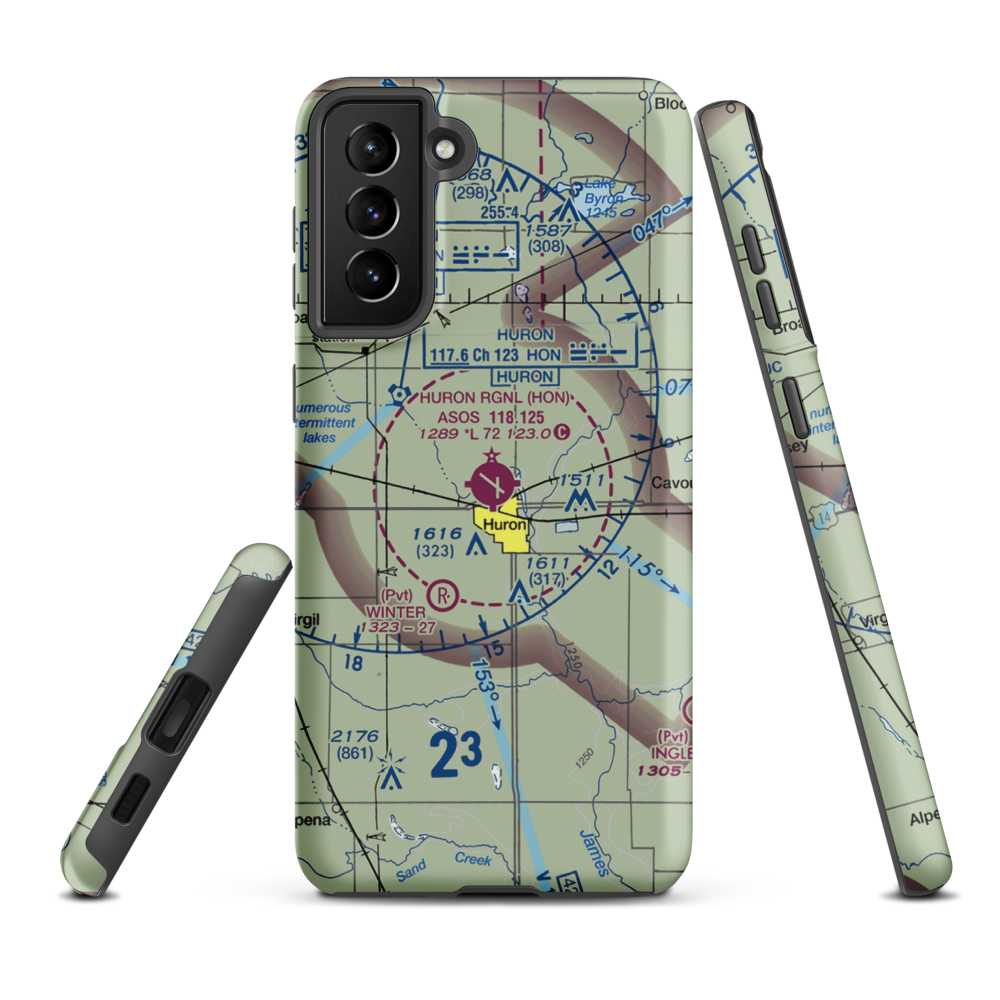 Huron Regional Airport (HON) VFR Sectional Samsung Phone Case Samsung Galaxy S21 FE model shown