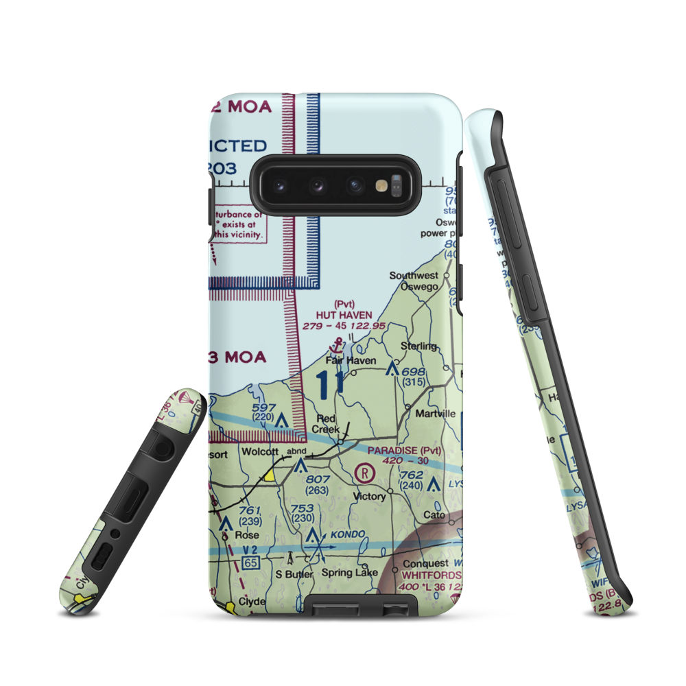 Hut Haven Seaplane Base (77NY) VFR Sectional Samsung Phone Case Samsung Galaxy S10 model shown