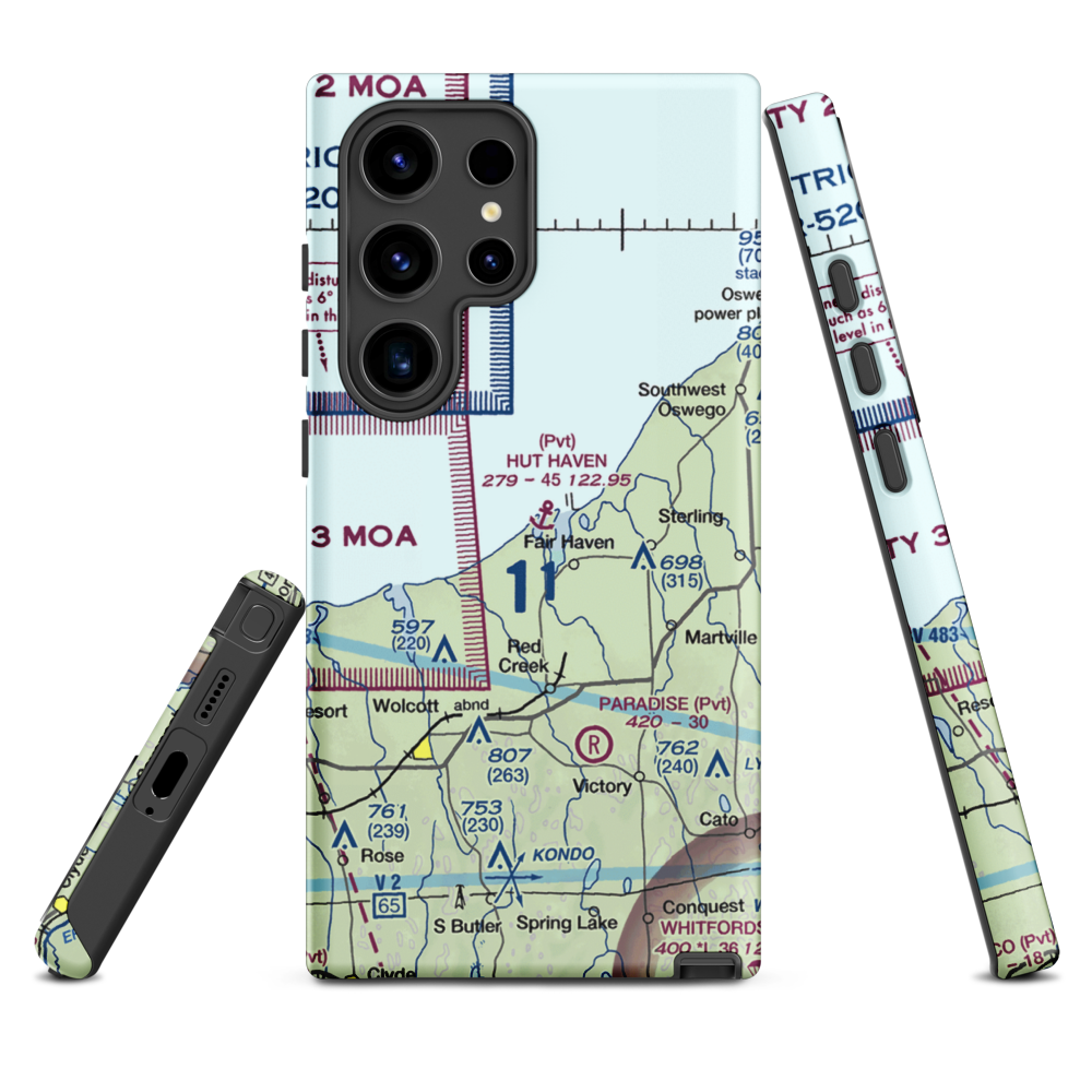 Hut Haven Seaplane Base (77NY) VFR Sectional Samsung Phone Case Samsung Galaxy S24 Ultra model shown