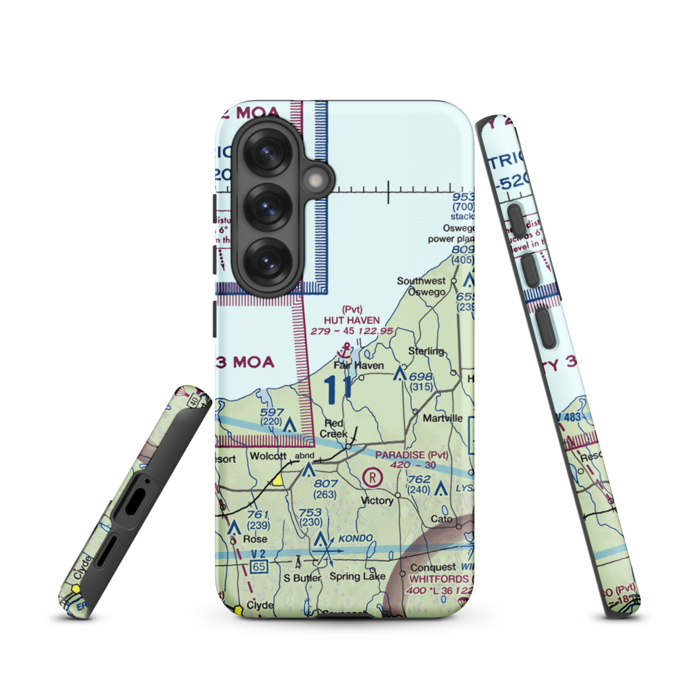 Hut Haven Seaplane Base (77NY) VFR Sectional Samsung Phone Case Samsung Galaxy S25 model shown