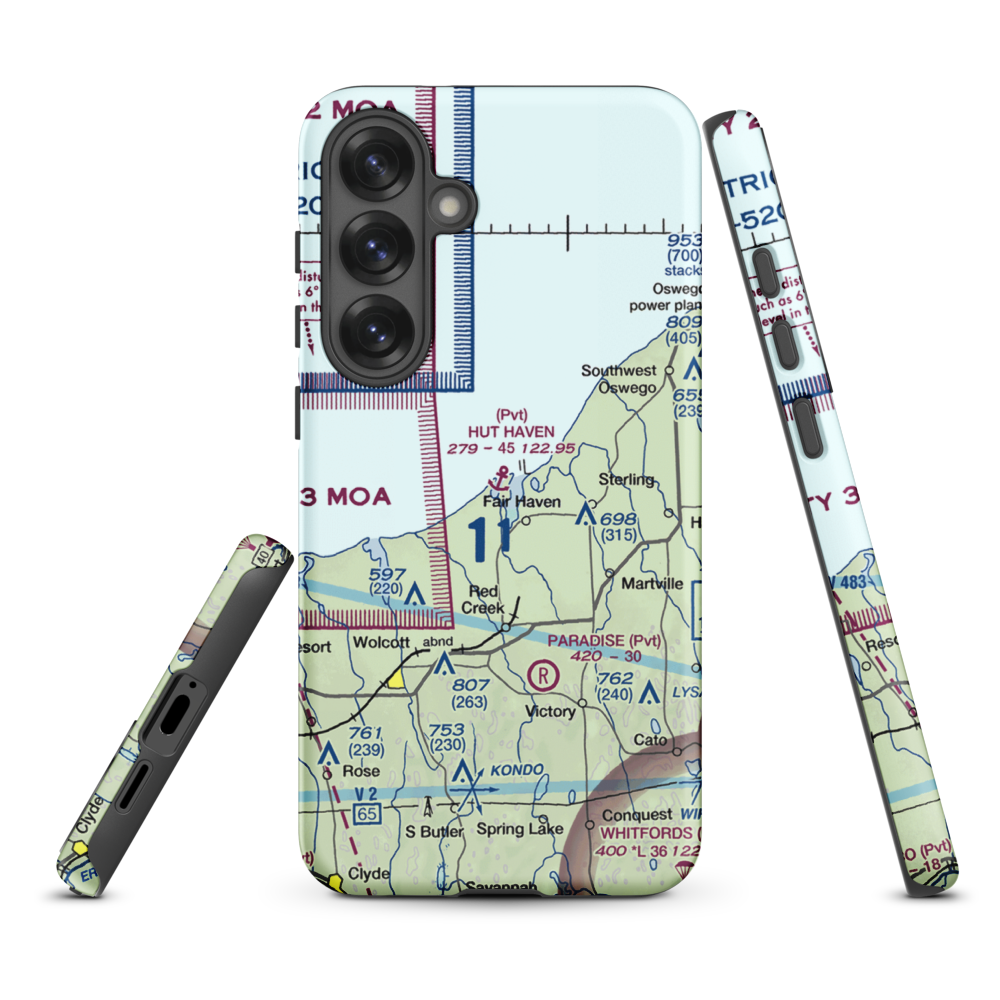 Hut Haven Seaplane Base (77NY) VFR Sectional Samsung Phone Case Samsung Galaxy S25 Plus model shown